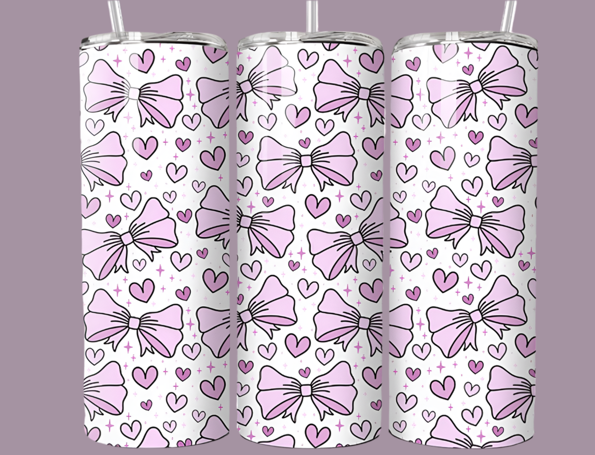 Bows, 20oz tumbler with lid & straw straight