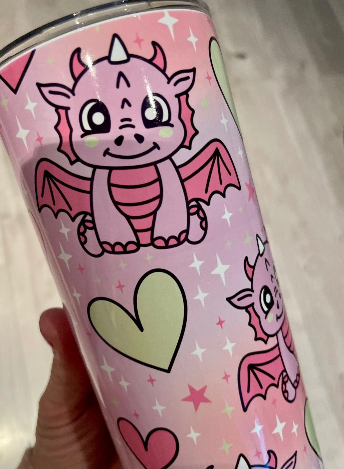 Dragon pink, 20oz tumbler with lid & straw straight