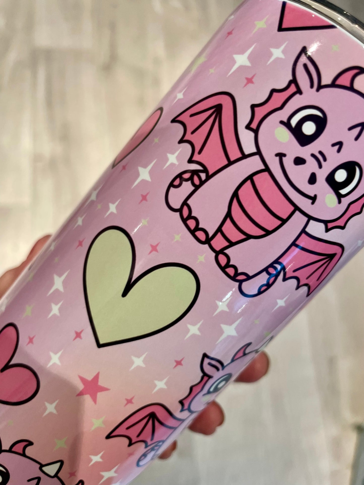 Dragon pink, 20oz tumbler with lid & straw straight