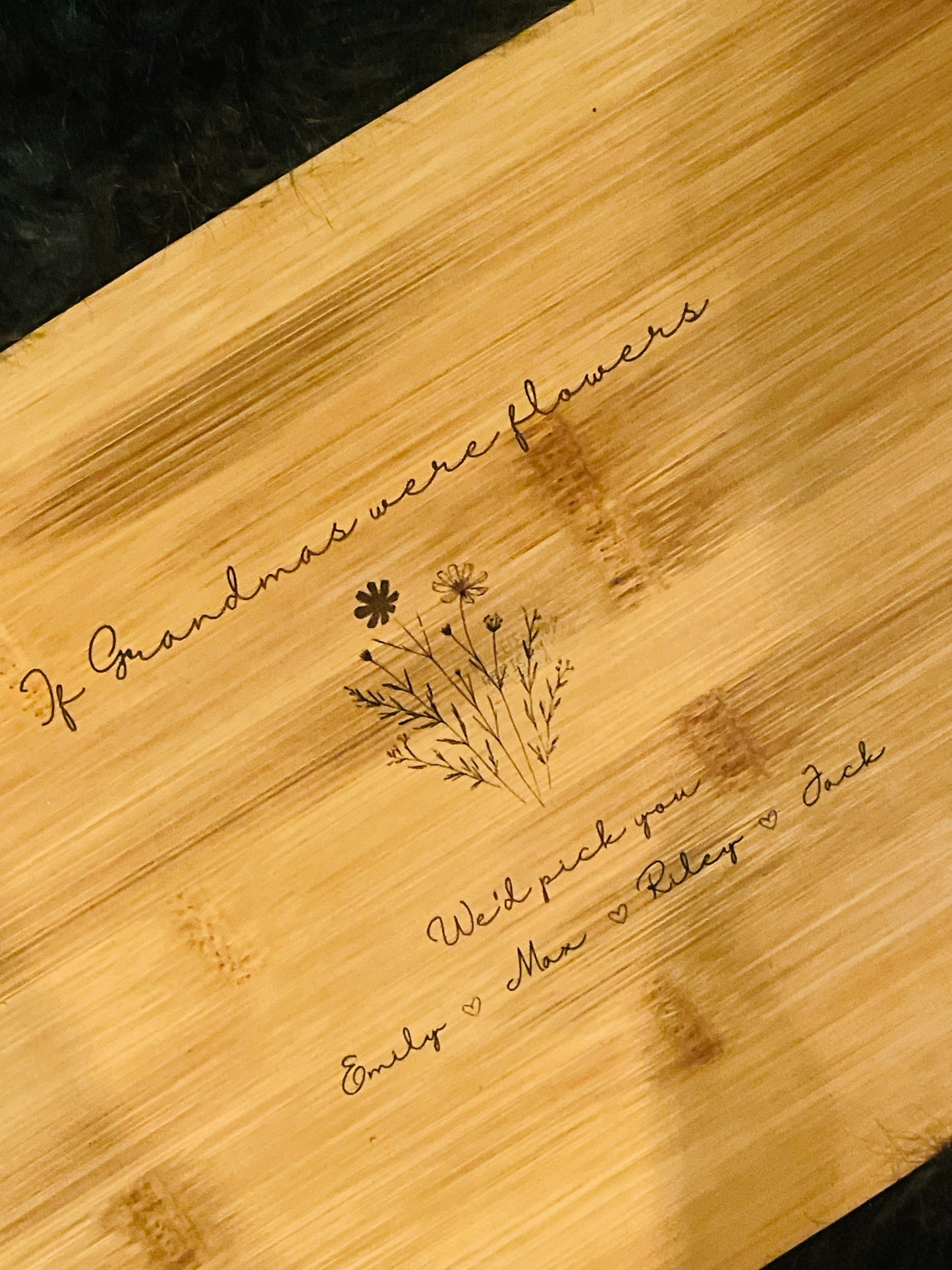 Personalised Grandma/Mummy/Nanna family name chopping board, home accessories