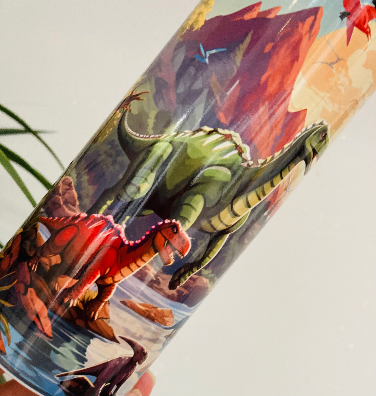 DINOSAUR 20oz tumbler with lid & straw. Personalised, straight