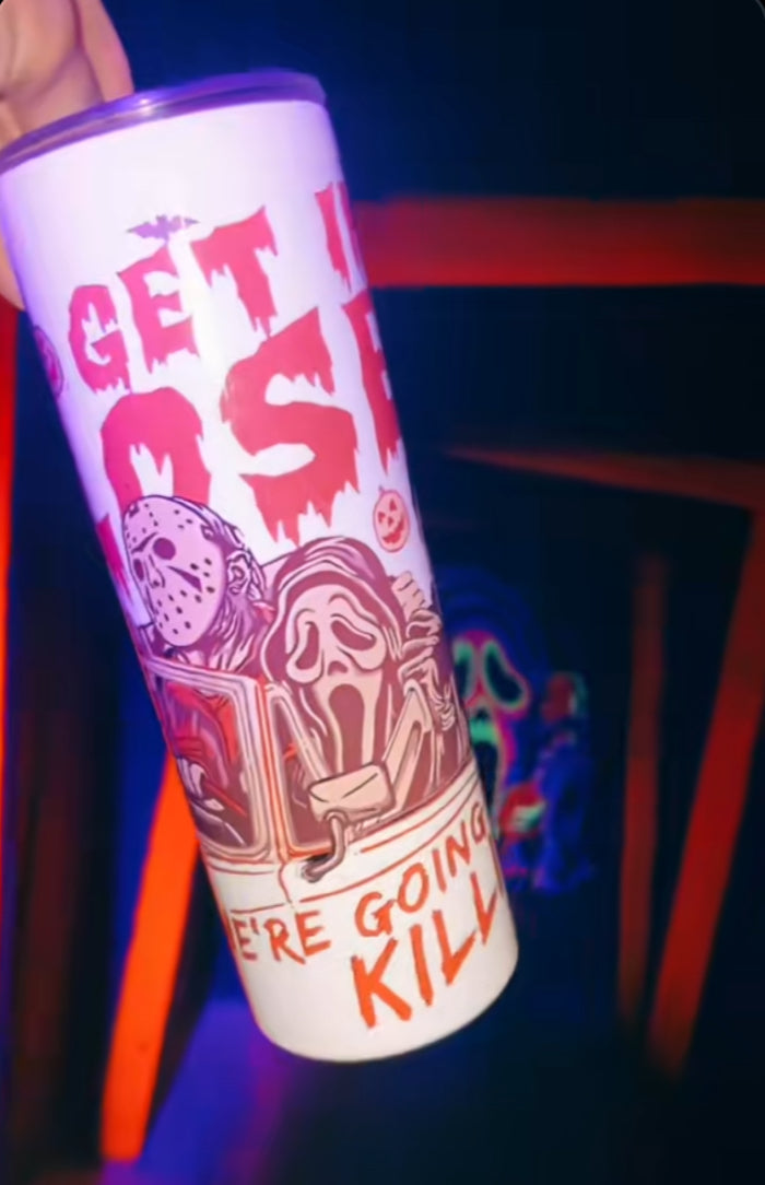 Halloween 20oz tumbler, Get in loser….