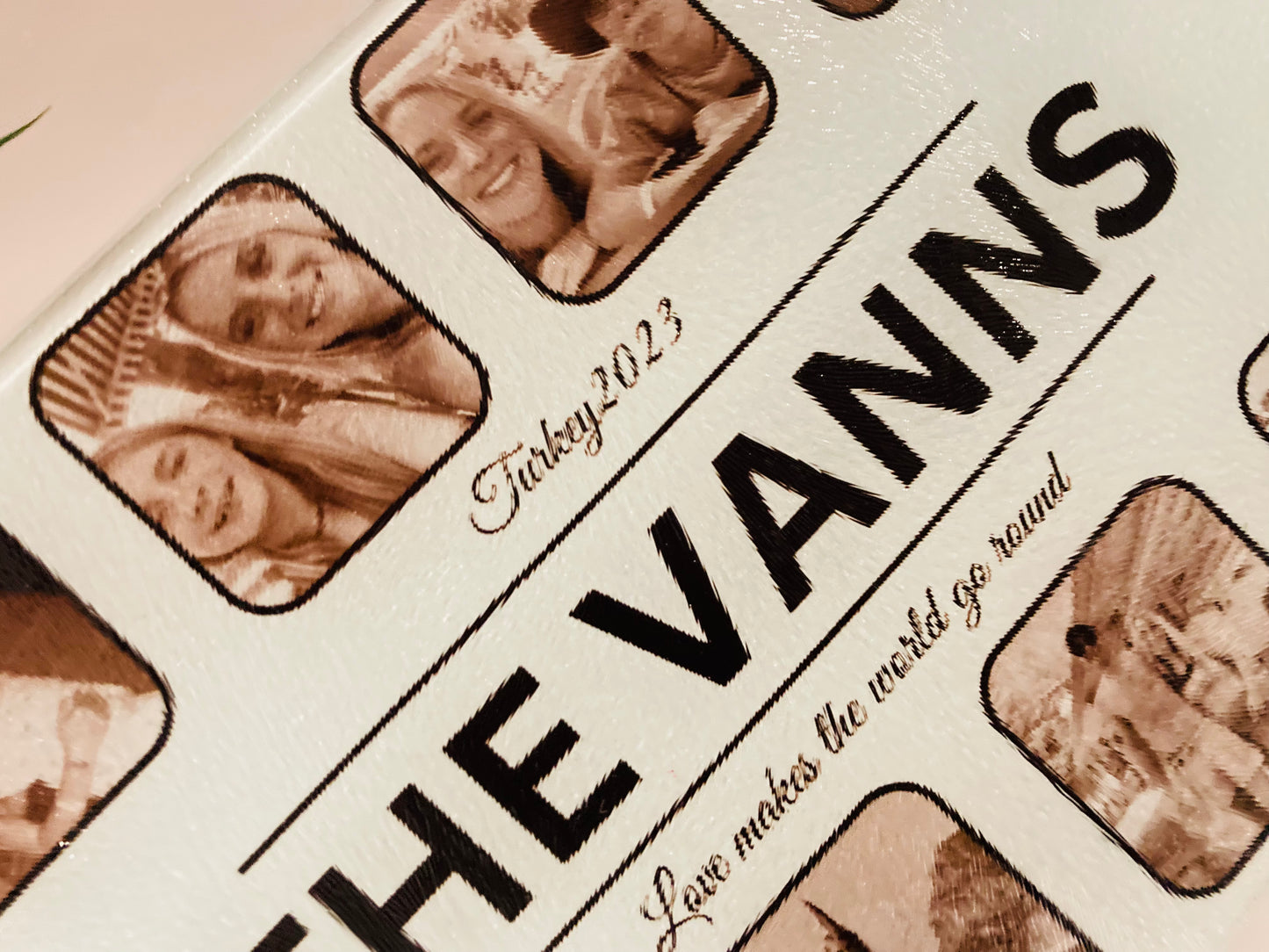 Personalised chopping board, with photos, homeware kitchen accessories