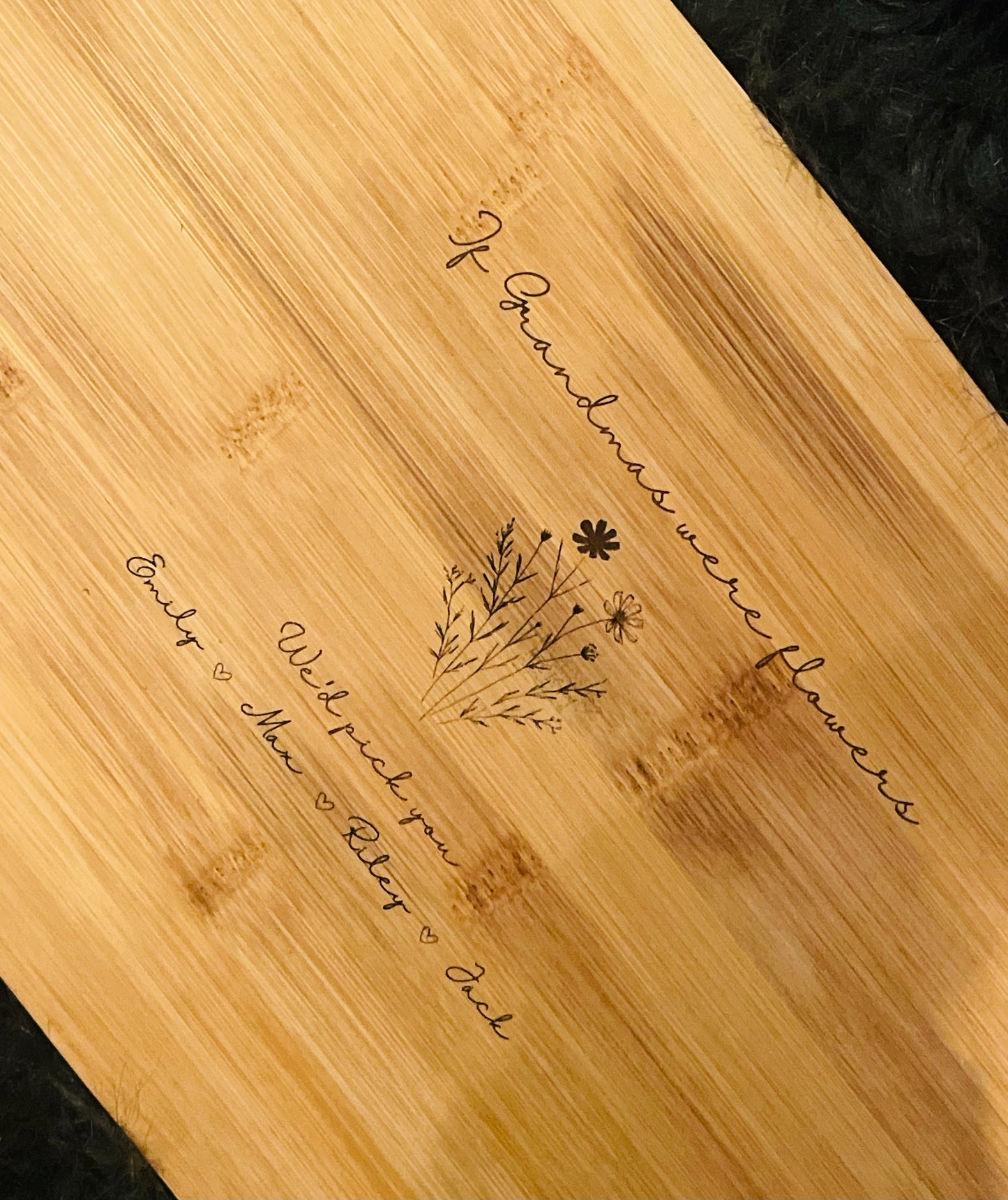 Personalised Grandma/Mummy/Nanna family name chopping board, home accessories