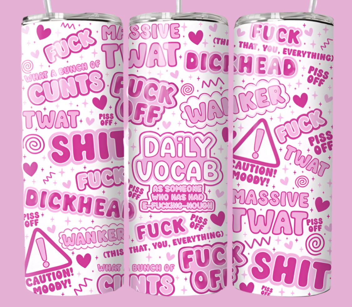 Daily vocab 20oz tumbler with lid & straw straight