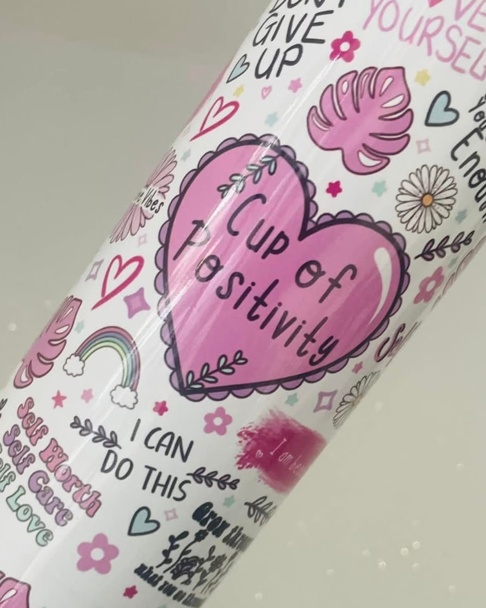 30oz tumbler, cup of positivity straight with handle