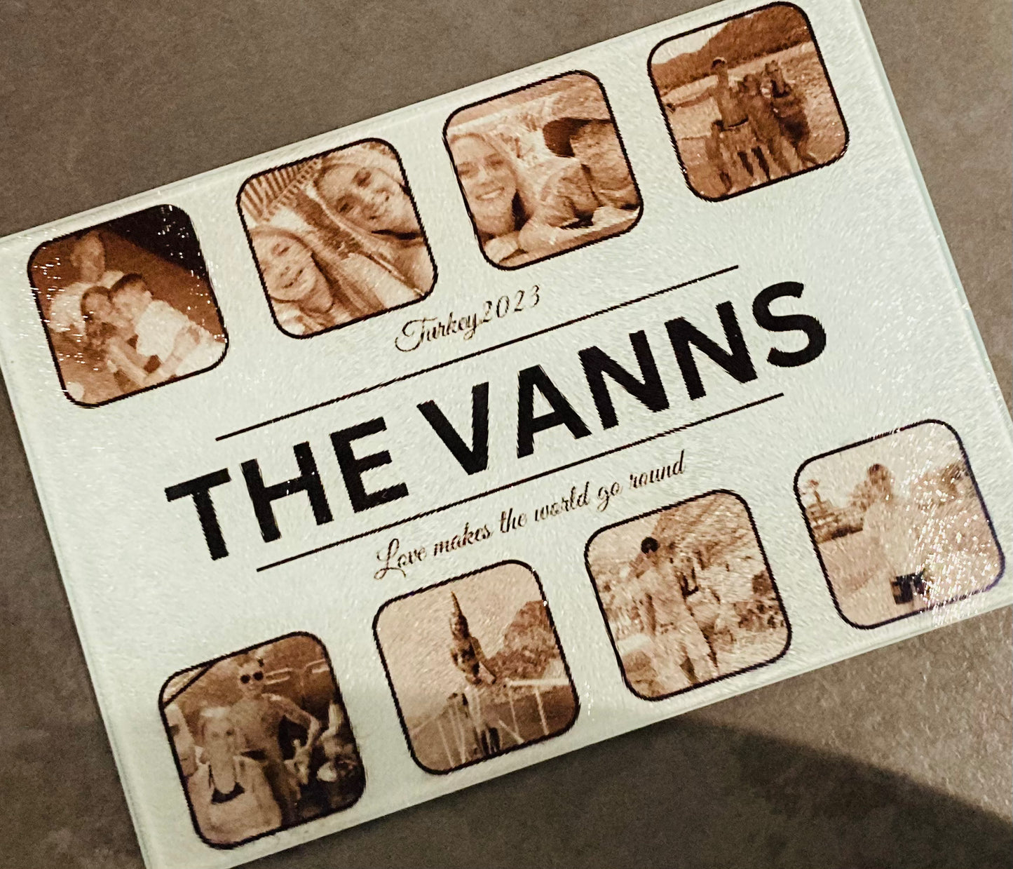 Personalised chopping board, with photos, homeware kitchen accessories