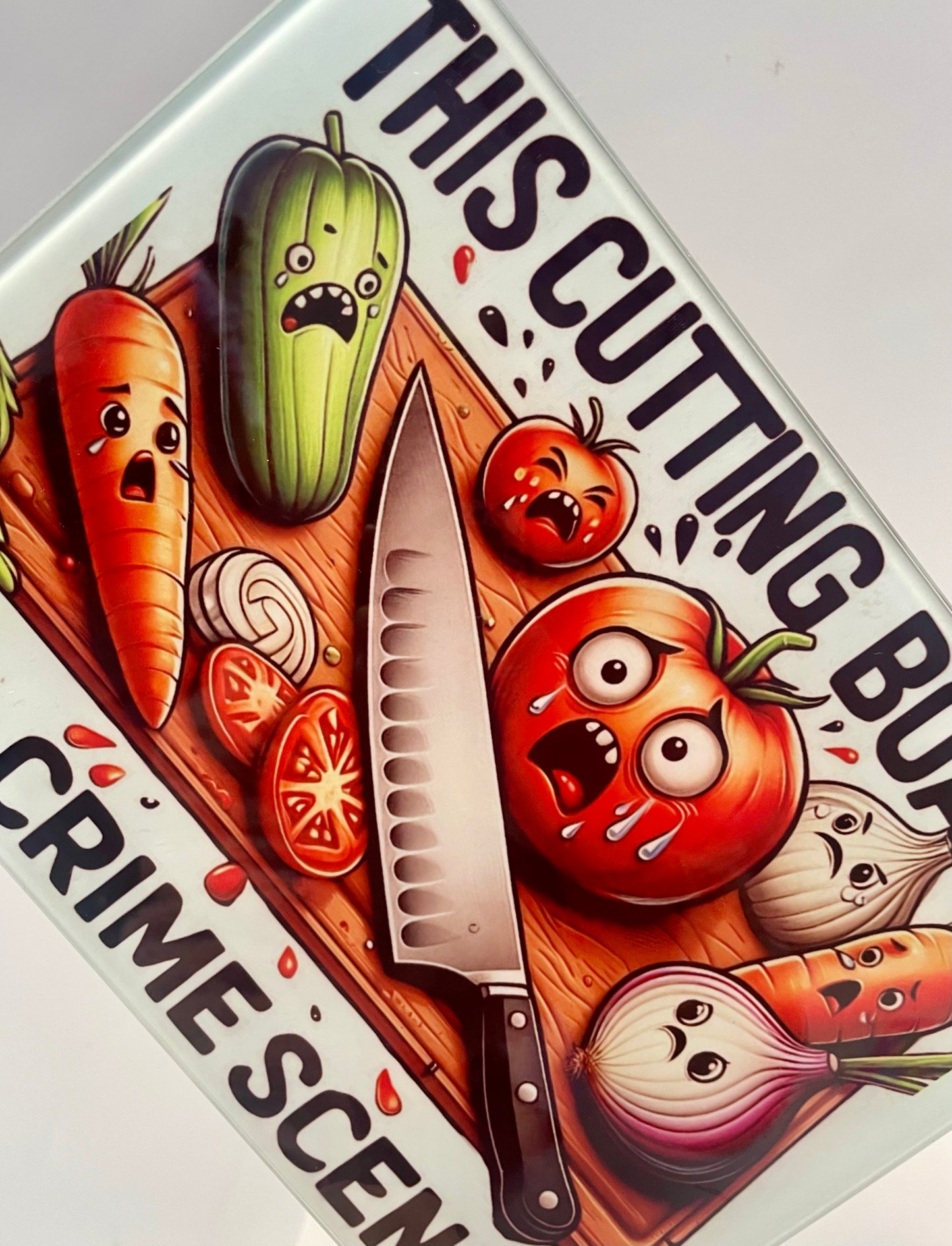 Glass 'This cutting board is a crime scene’ chopping board kitchen accessories