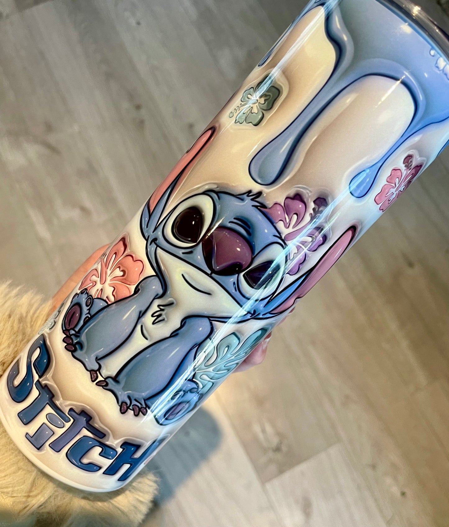 Cute character 20oz tumbler with lid and straw stitch style straight