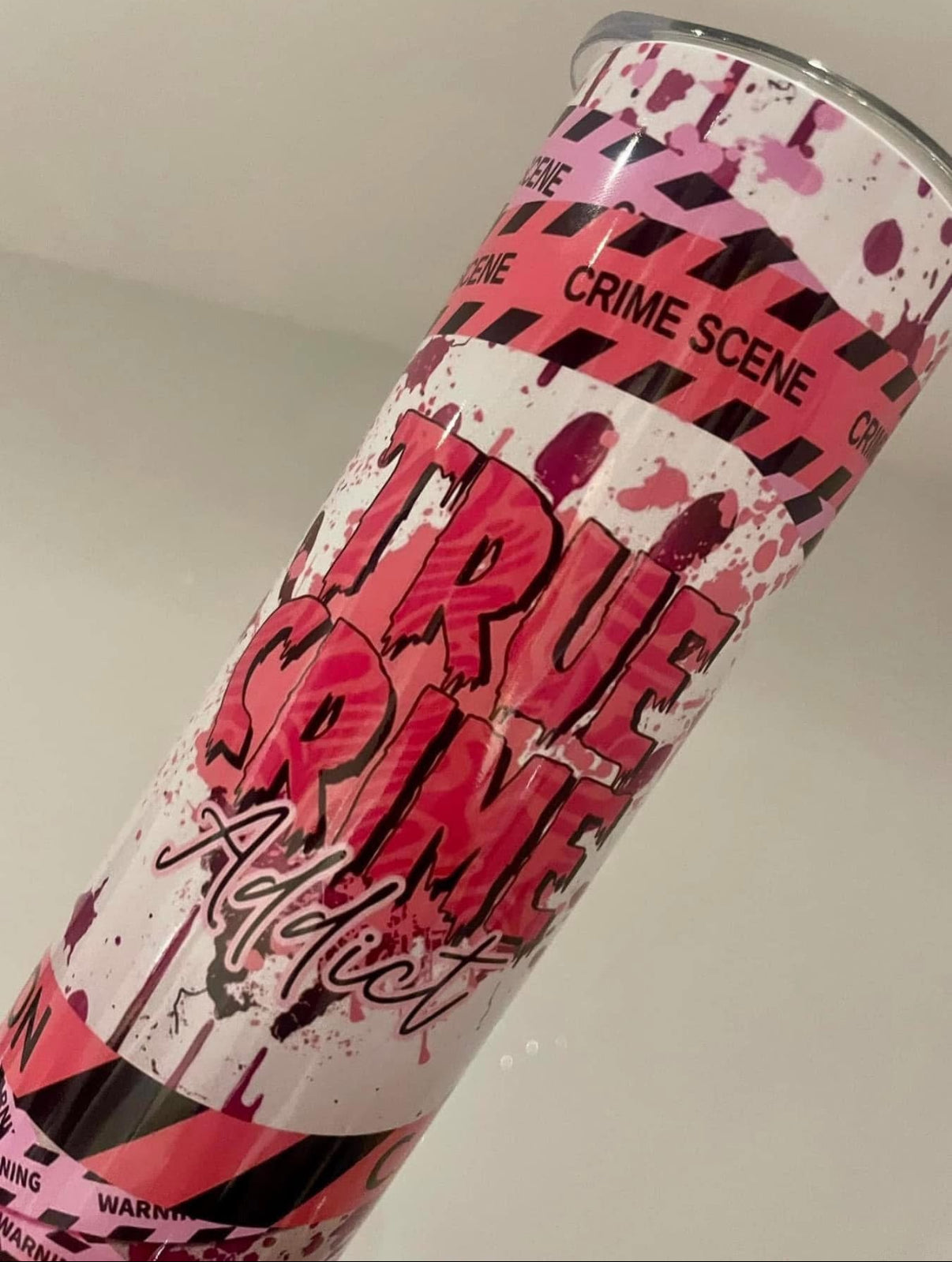 Pink True Crime 20oz tumbler straight