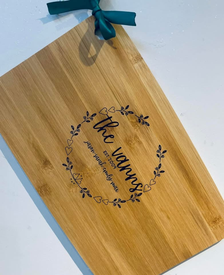 Personalised family name chopping board, home accessories