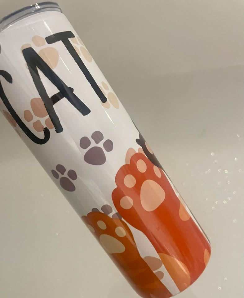 Cat Mama 20oz stainless steel tumbler animal lover, straight