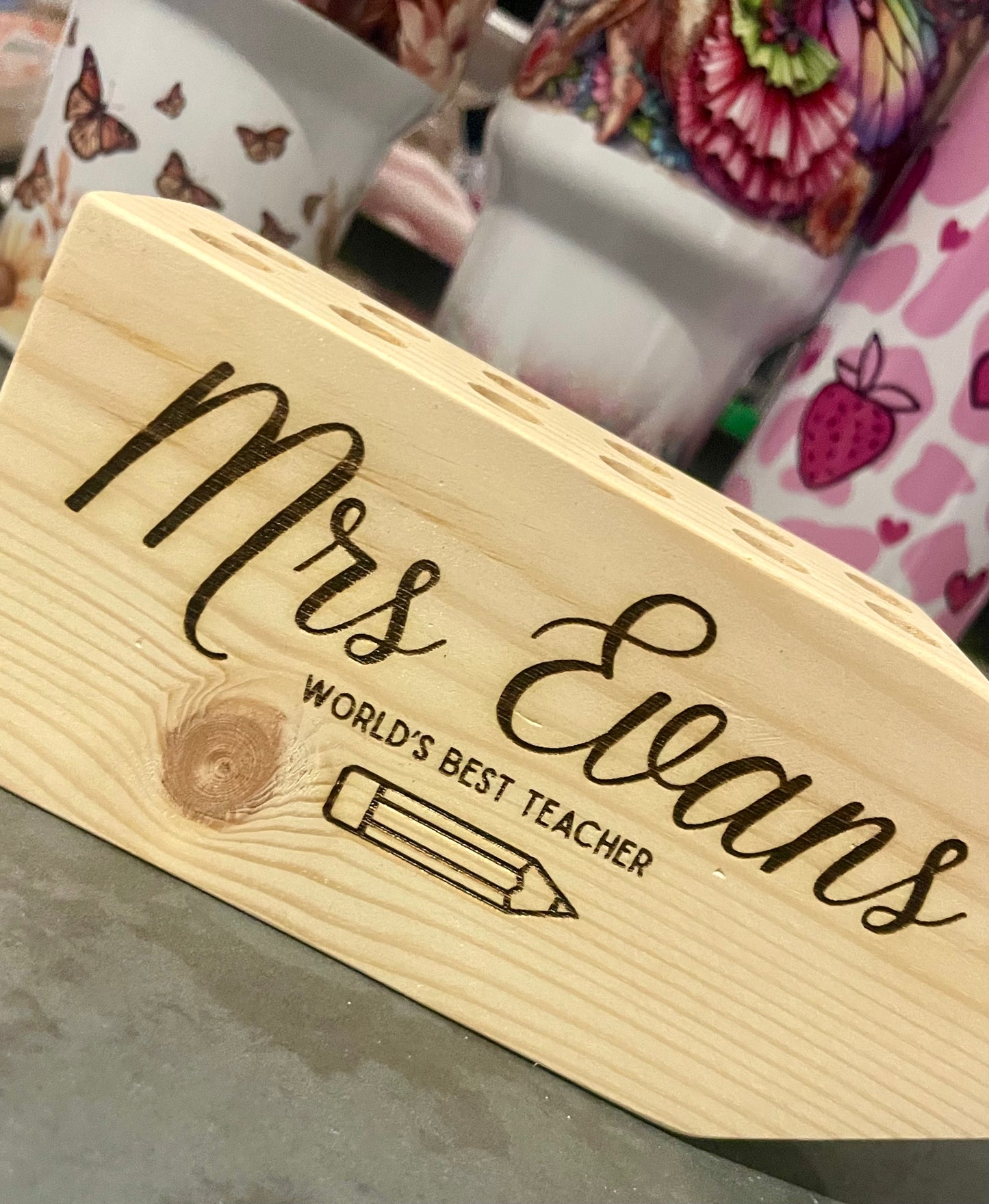 Personalised teacher pencil holder