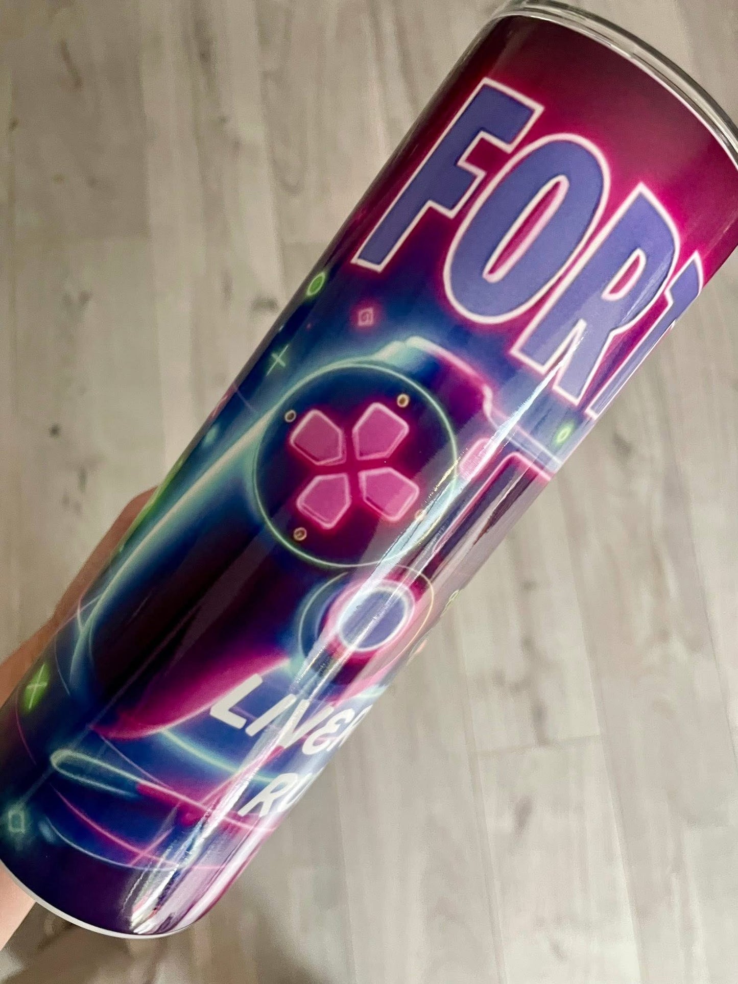 Fortnite theme gamer 20oz tumbler with lid and straw personalised straight