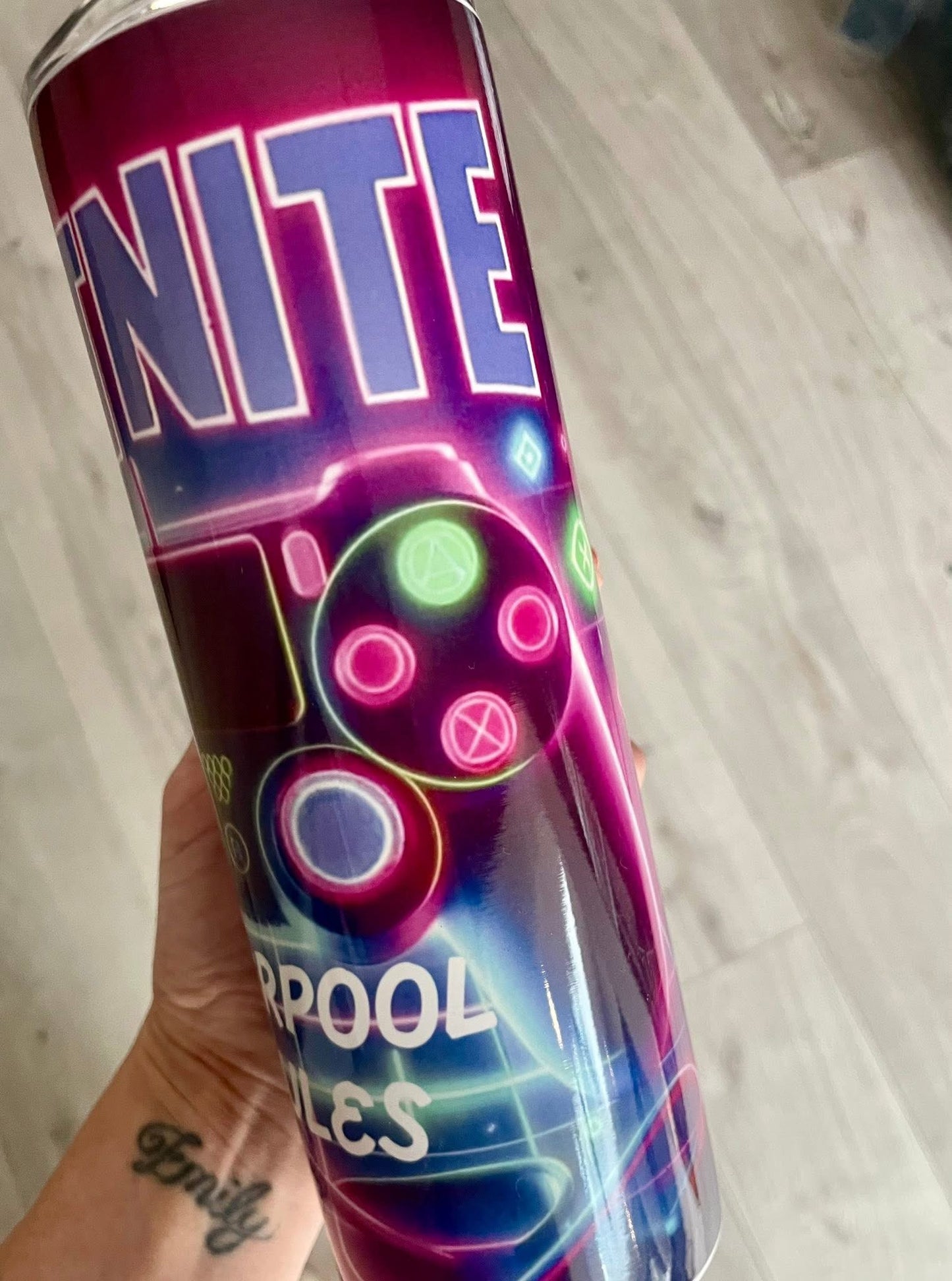 Fortnite theme gamer 20oz tumbler with lid and straw personalised straight