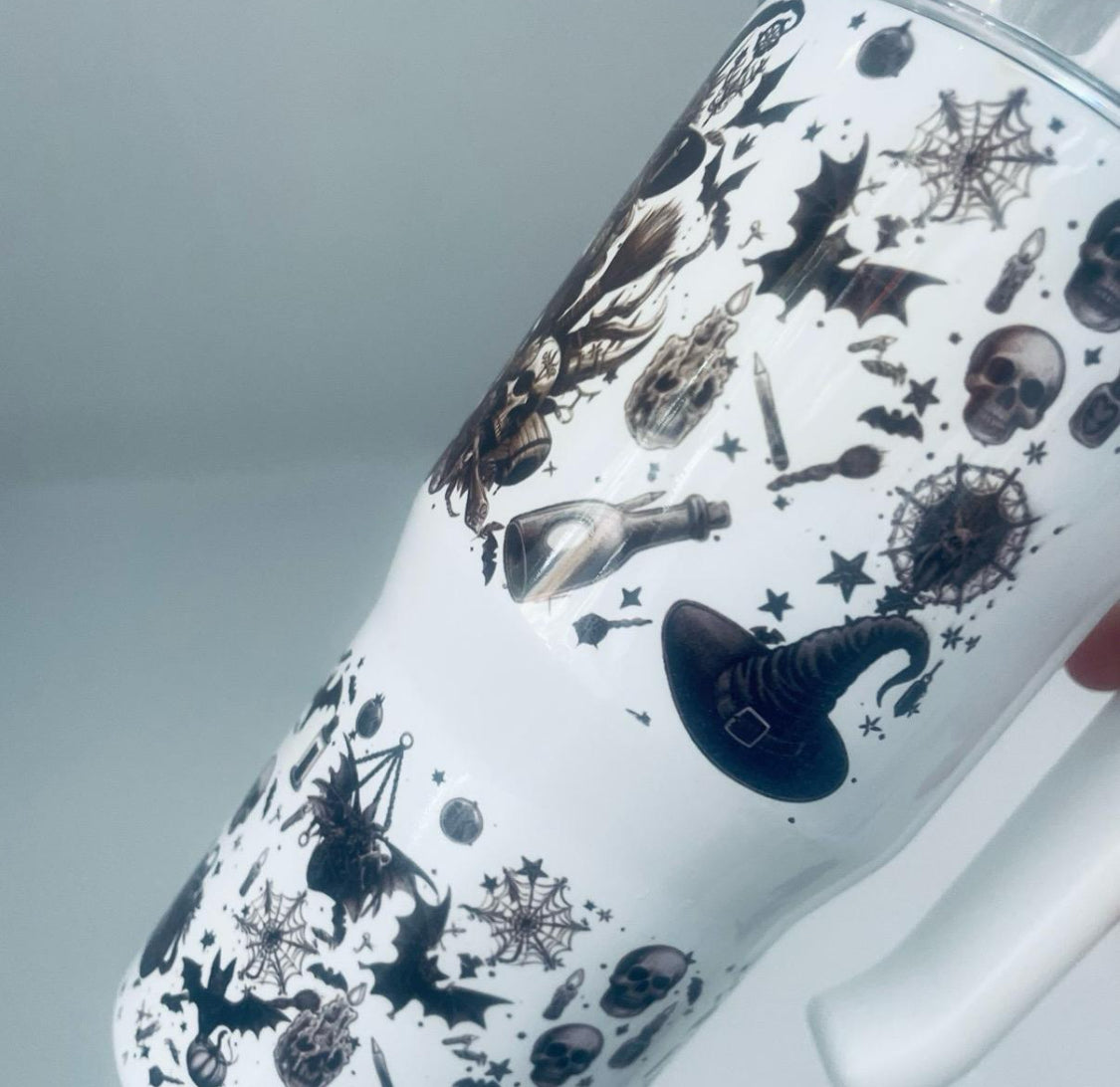 20oz tumbler with handle, witch theme. Gothic girl gift