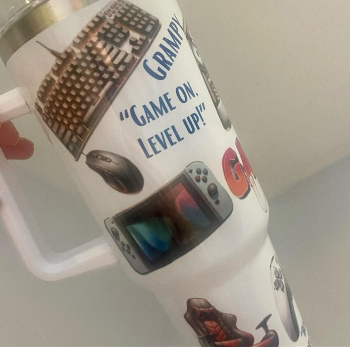 40oz gamer life tumbler personalised with name