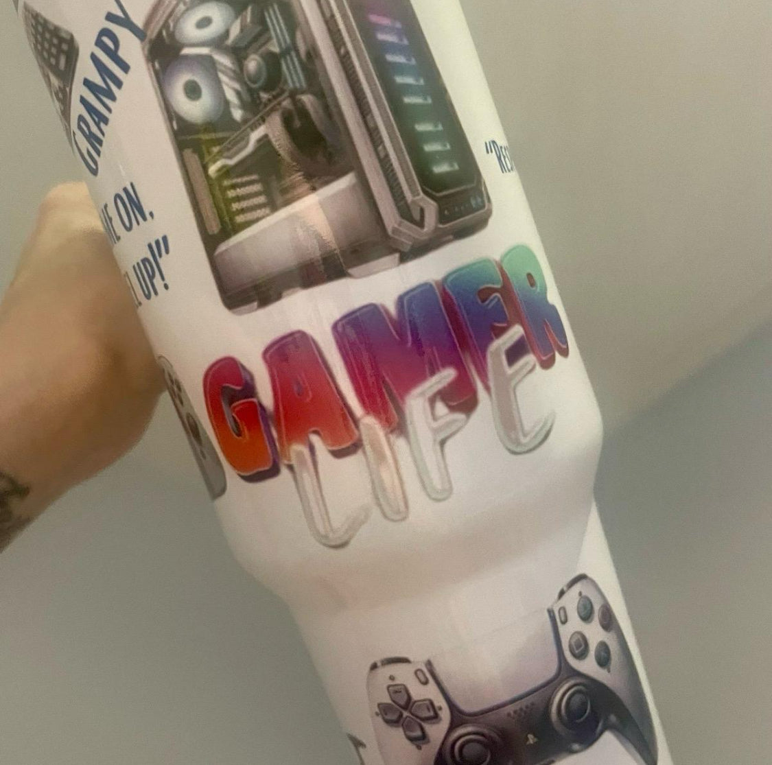 40oz gamer life tumbler personalised with name