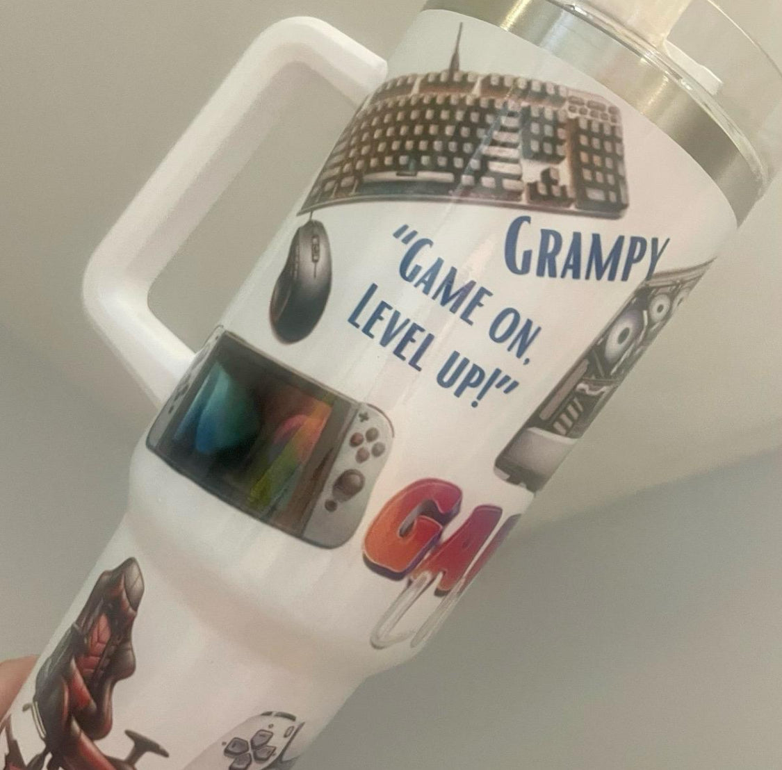 40oz gamer life tumbler personalised with name