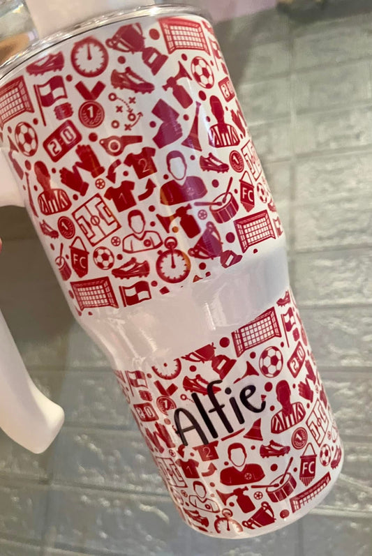 20oz football tumbler with handle