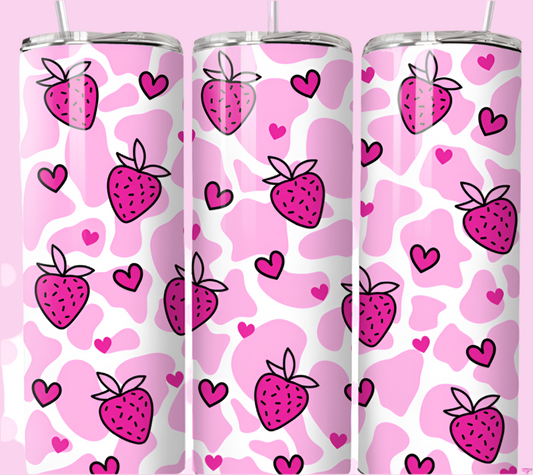 Strawberry milk, 20oz tumbler with lid & straw straight