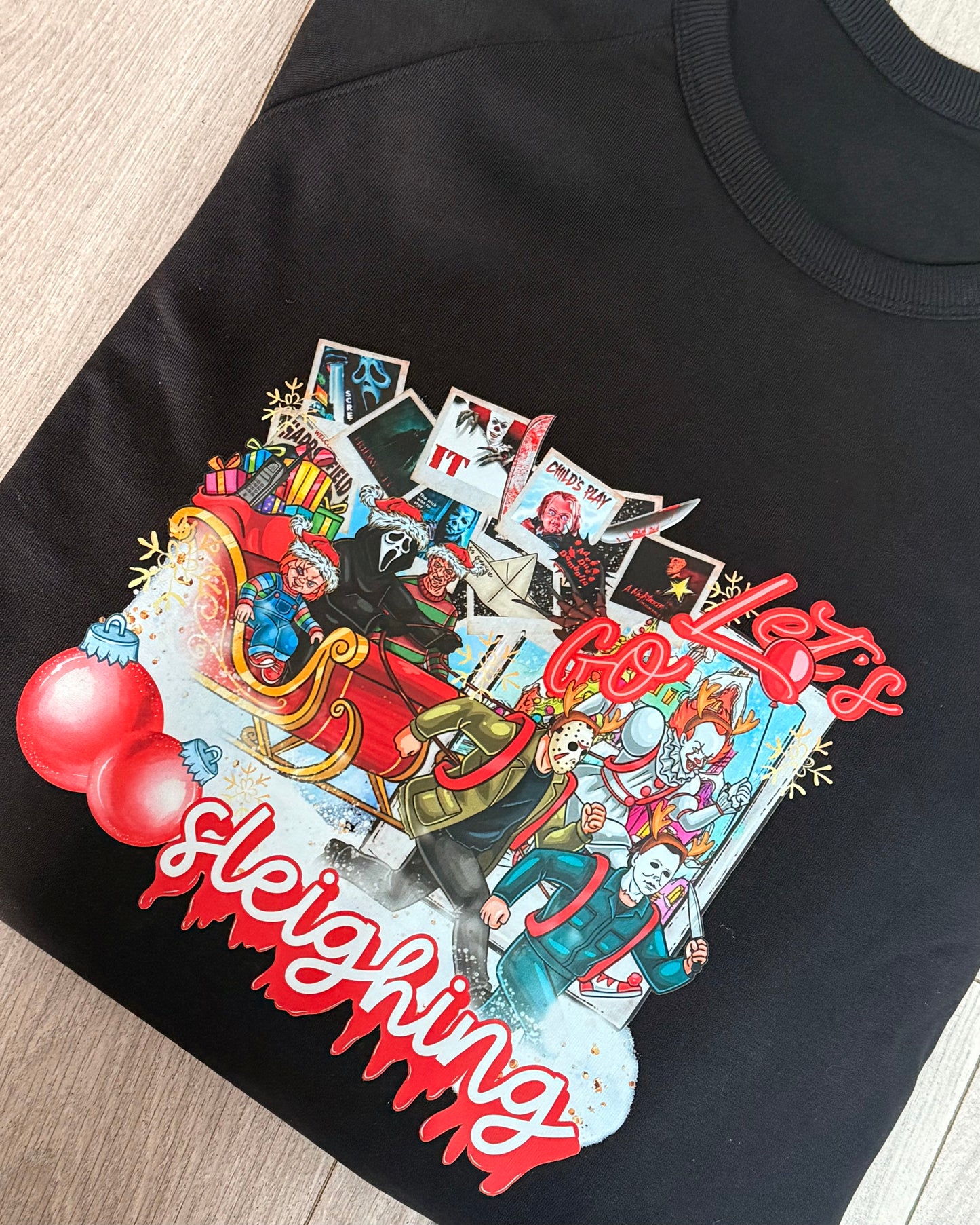 Christmas Jumper LET’S GO SLEIGHING Sweatshirts adult