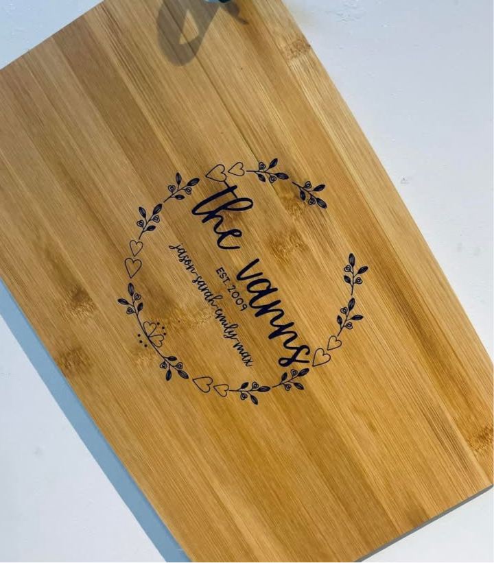 Personalised family name chopping board, home accessories