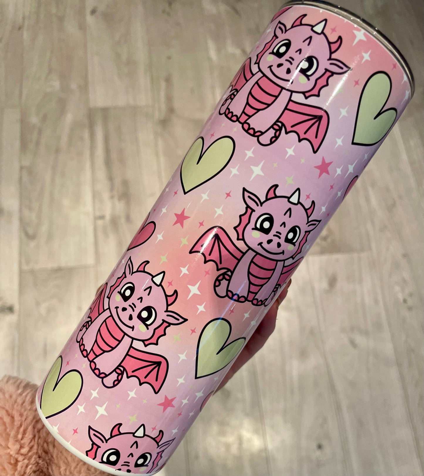 Dragon pink, 20oz tumbler with lid & straw straight
