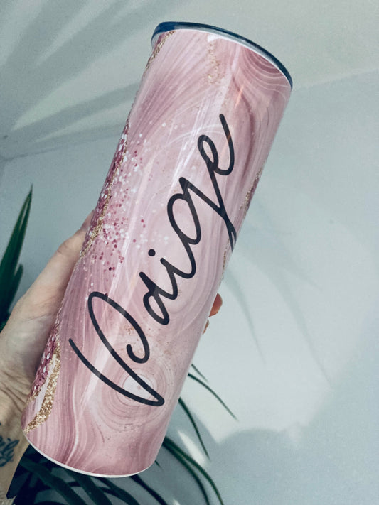 Personalised pink name tumbler, straight