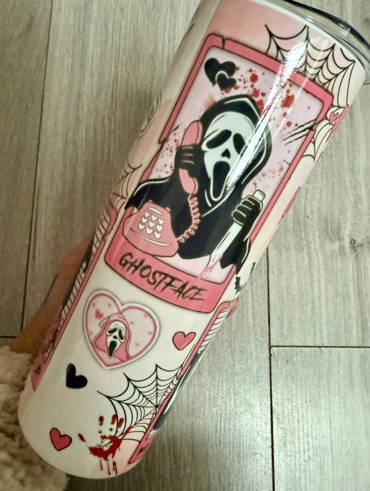 Pink Horror 20oz tumbler straight