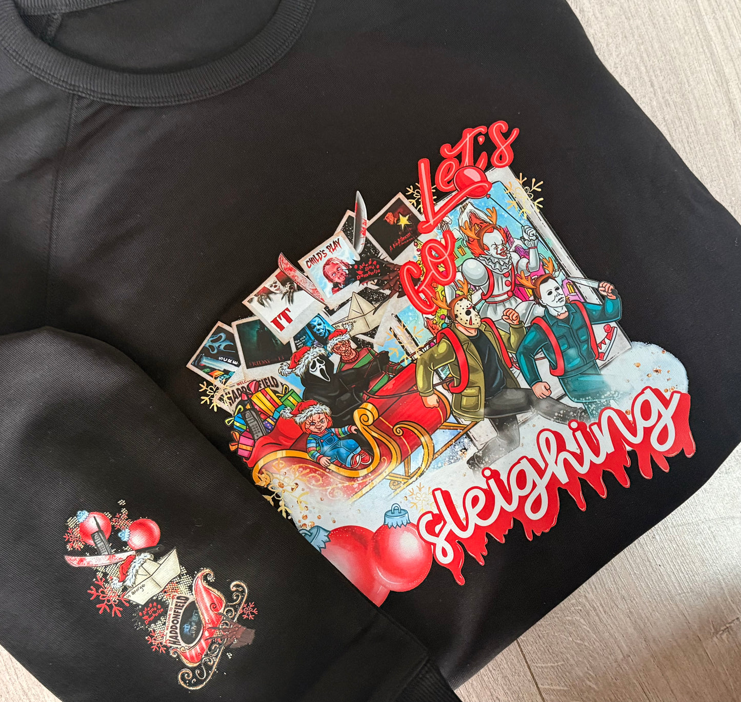 Christmas Jumper LET’S GO SLEIGHING Sweatshirts adult