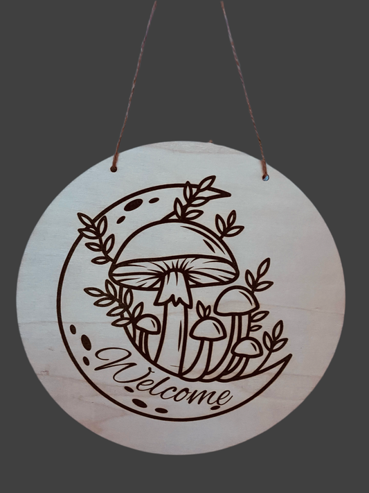 Mushroom & Moon welcome sign home accessories witch gift