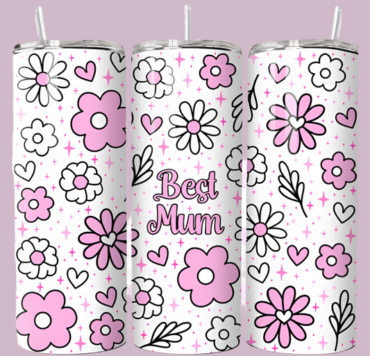 Best Mum 20oz tumbler Mother’s Day with lid & straw straight