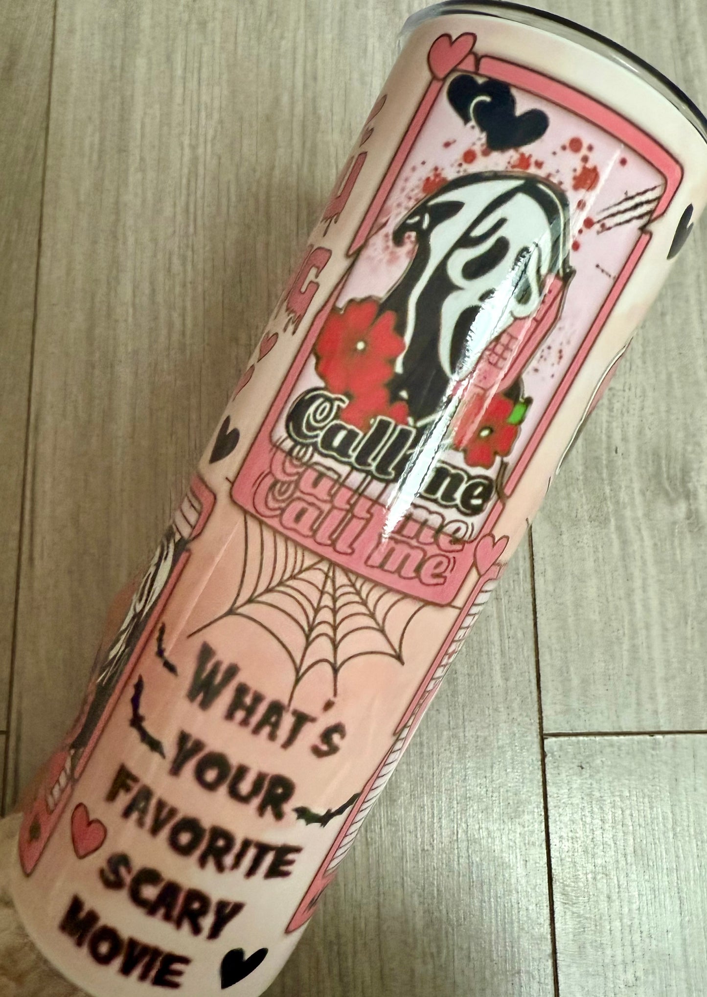 Pink Horror 20oz tumbler straight