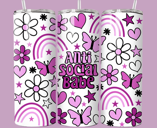 Anti social babe, 20oz tumbler with lid & straw straight Mother’s Day