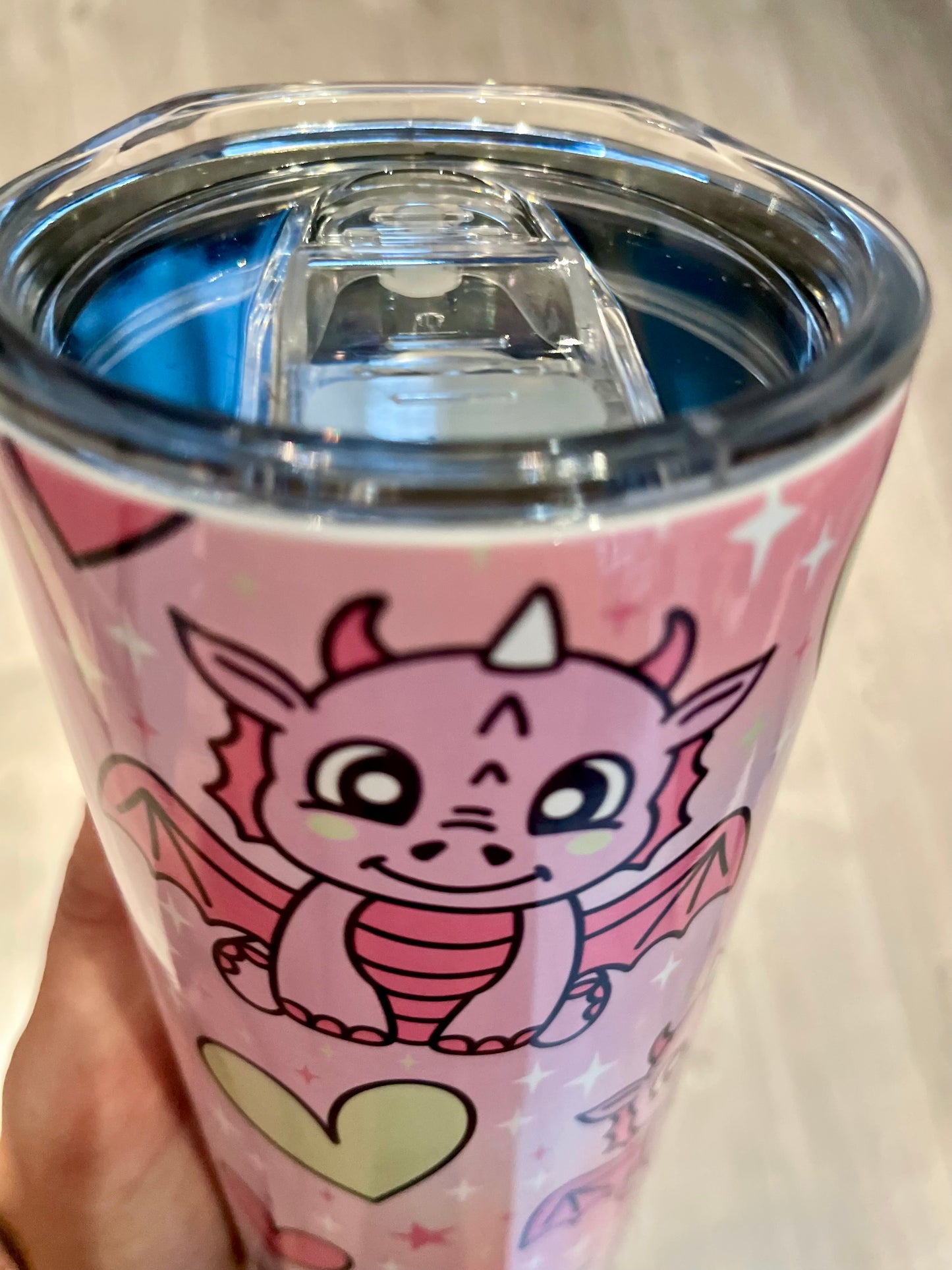 Dragon pink, 20oz tumbler with lid & straw straight