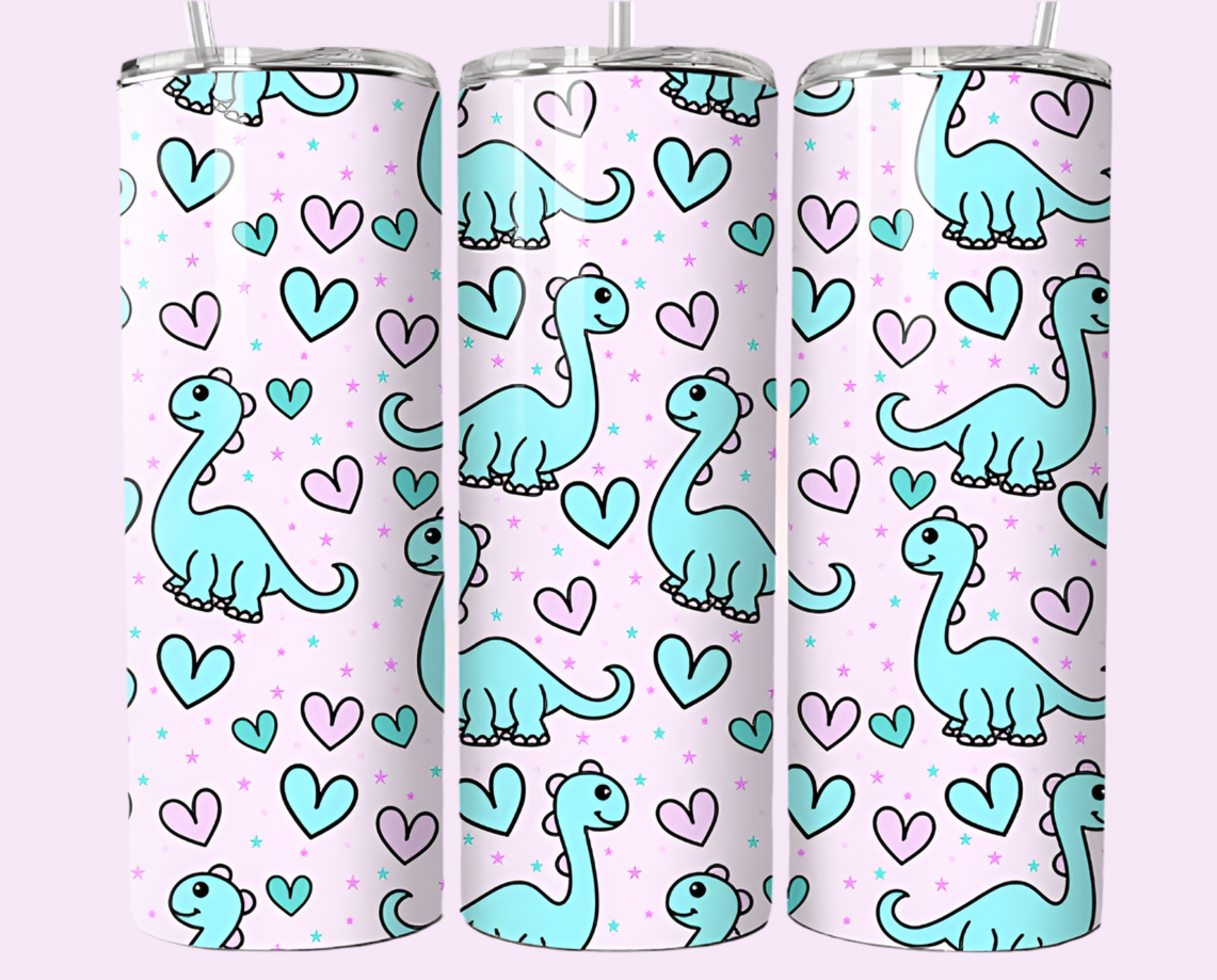 Dinosaur 20oz tumbler with lid & straw straight