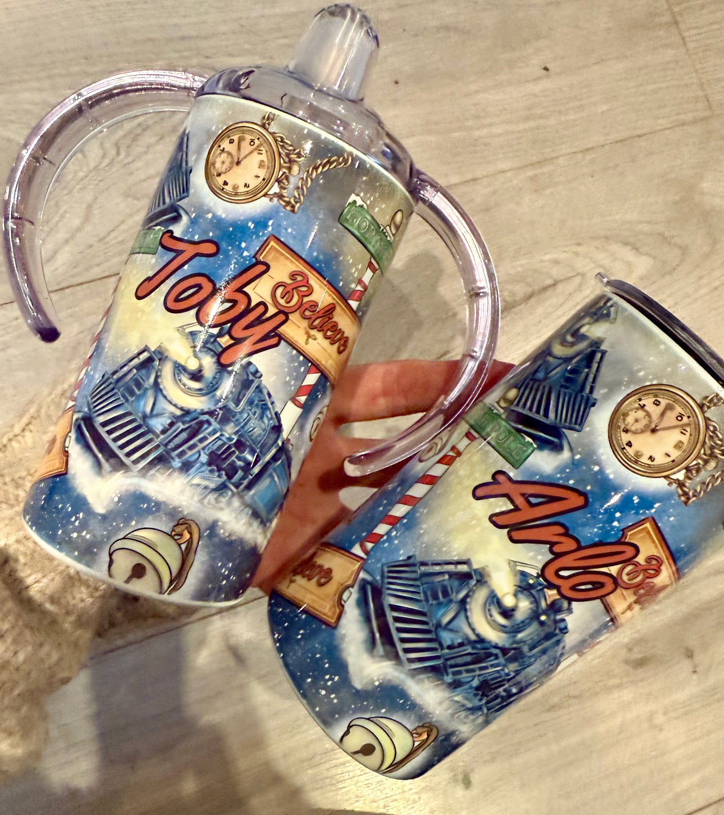 Christmas train sippy Cup/Mini tumbler