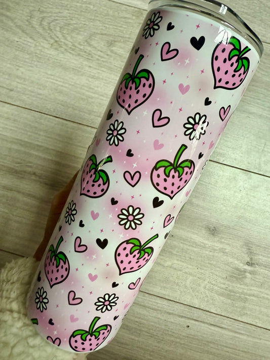 Strawberries 20oz tumbler for hot or cold drinks