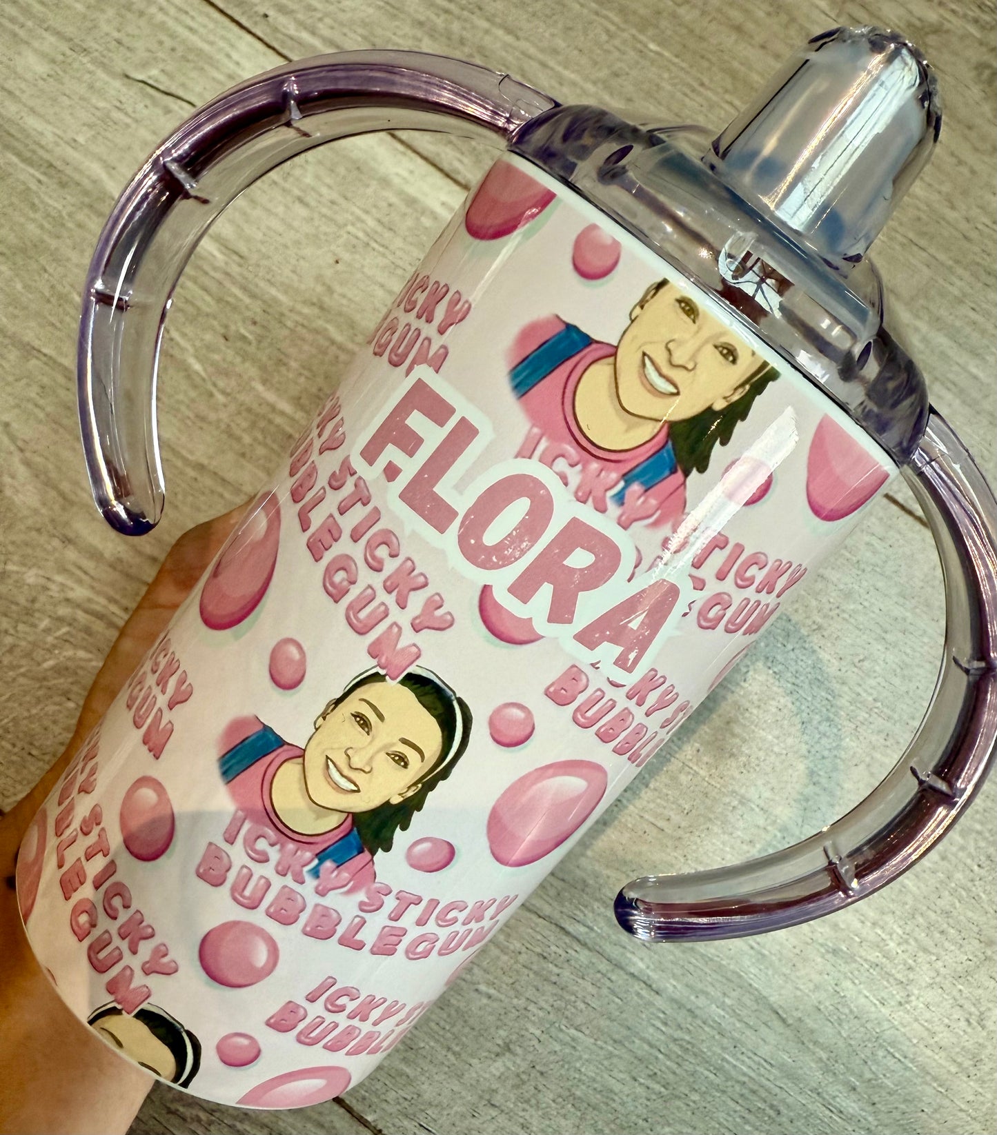 Sippy cup/ Mini tumbler with two lids, cute character