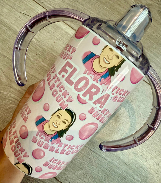 Sippy cup/ Mini tumbler with two lids, cute character