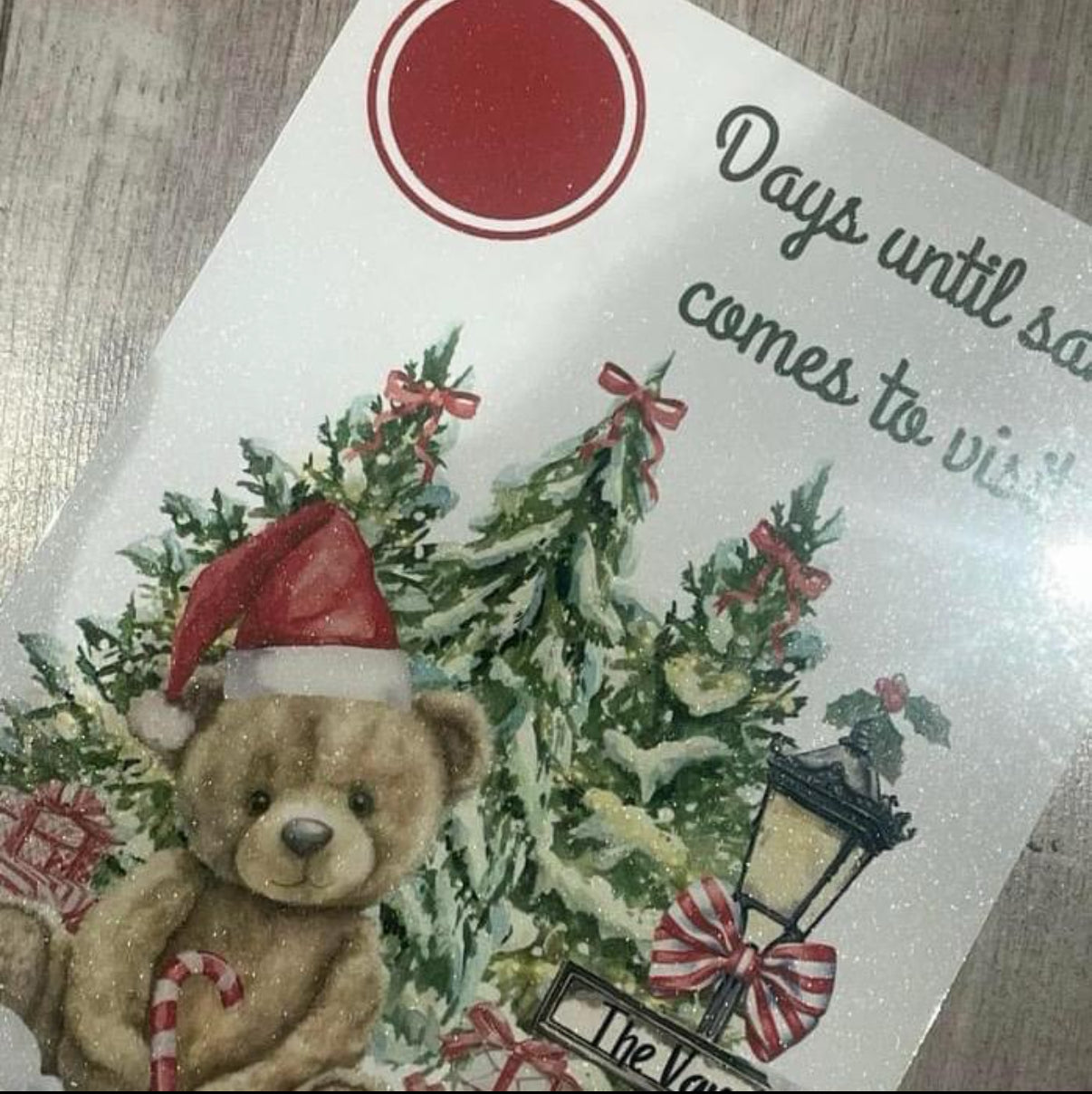 Glitter effect christmas countdown personalised metal board 20x15cm