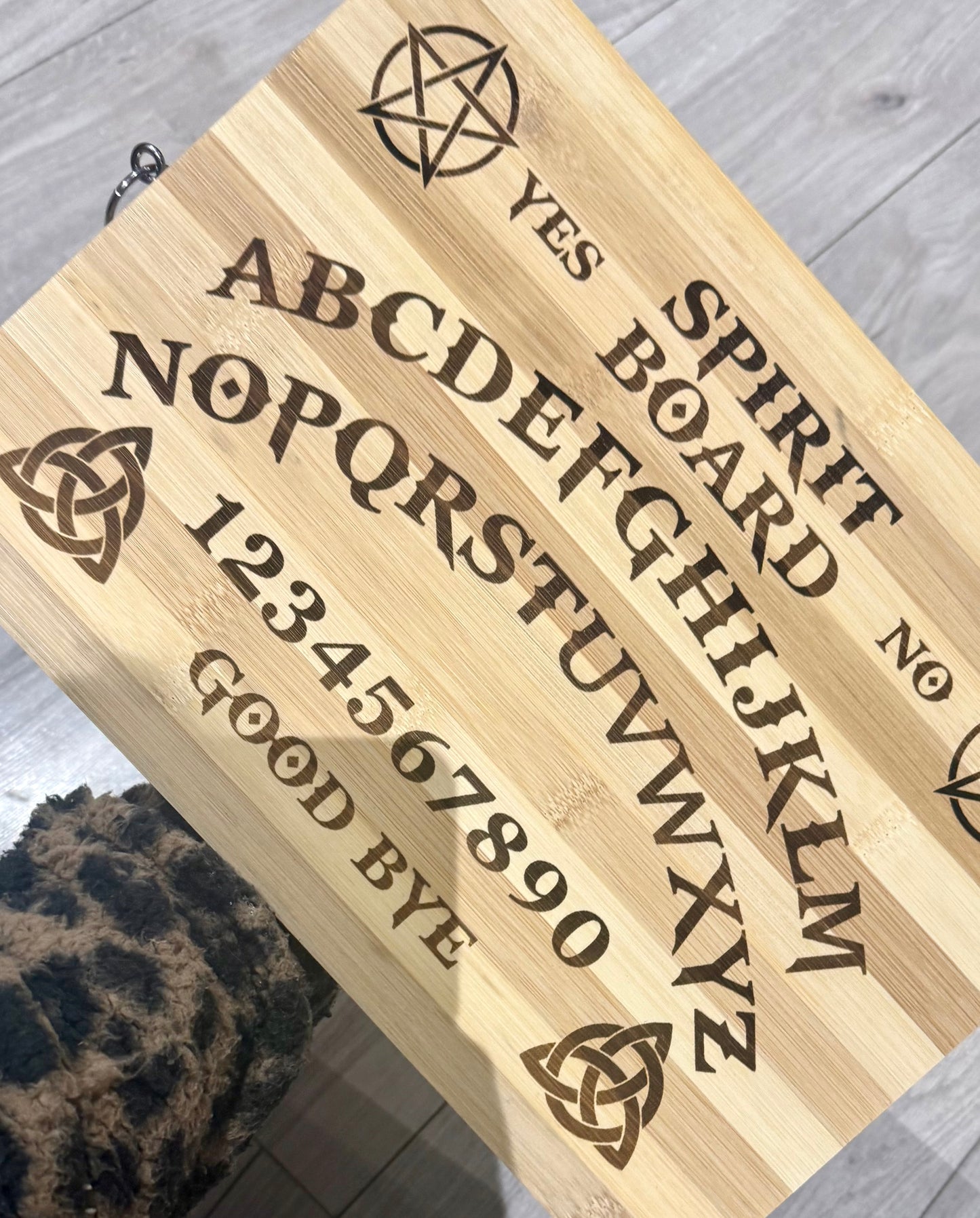 Laser engraved bamboo chopping board, Ouijia board theme , kitchen accessories 34x24cm