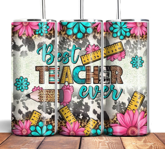 Teacher 20oz tumbler with lid and straw