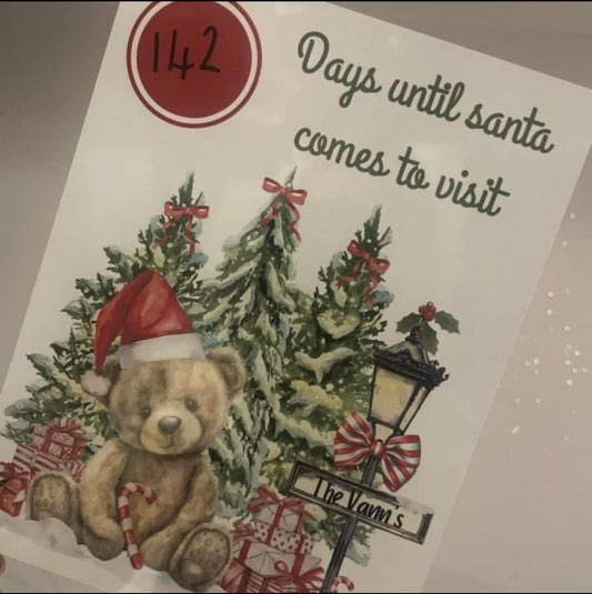 Glitter effect christmas countdown personalised metal board 20x15cm