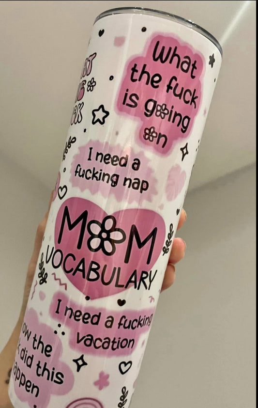 Mum vocab 20oz tumbler with lid & straw straight