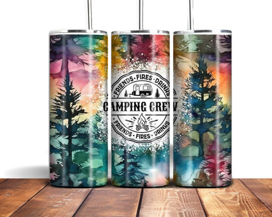 Camping crew 20oz tumbler, camping with friends. For hot & cold drinks straight