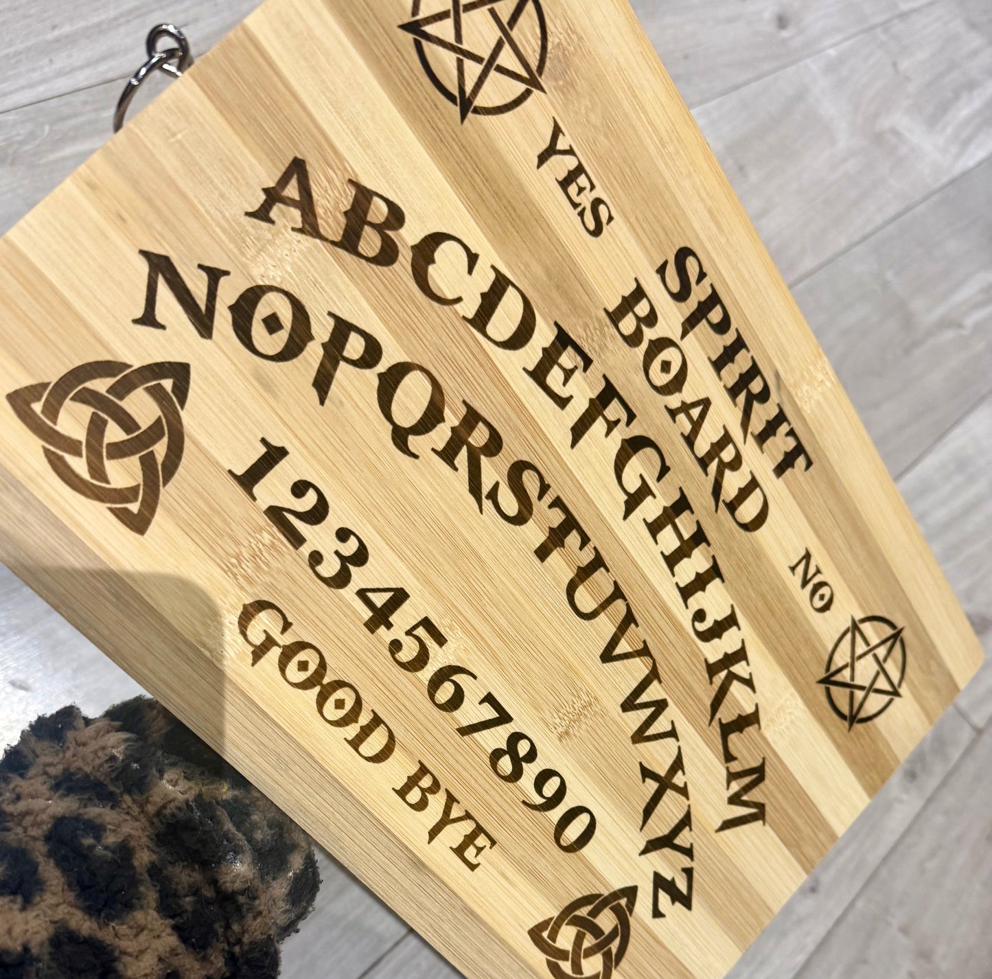 Laser engraved bamboo chopping board, Ouijia board theme , kitchen accessories 34x24cm