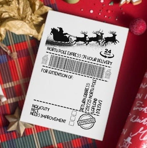 Santa present sticker labels x10 christmas