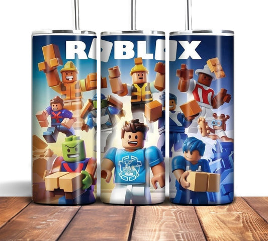 Roblox theme gamer 20oz tumbler with lid and straw straight